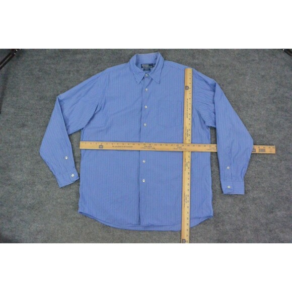 Polo Ralph Lauren Shirt Mens Large‎ Blue Stripe Merrin - Picture 6 of 9
